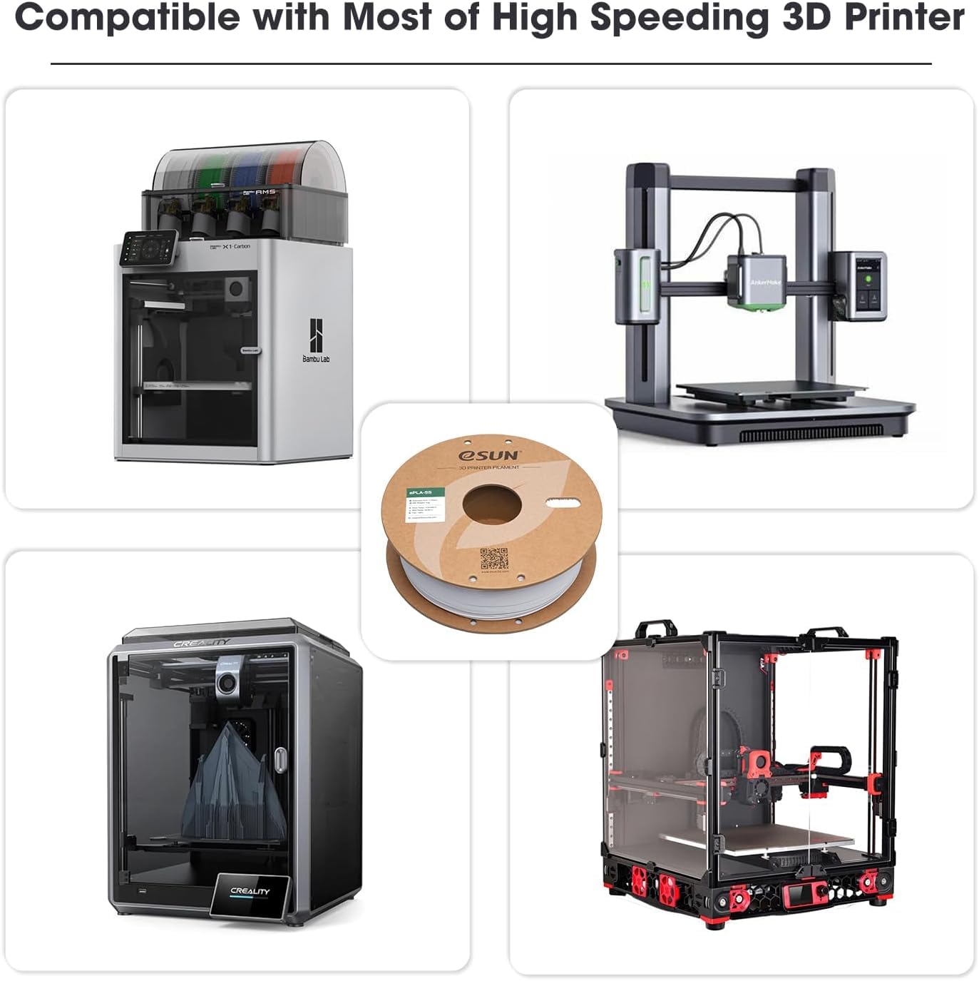 eSUN 10KG PLA Basic Filament, 1.75 mm 3D Printer PLA Filament, 1kg Spule, insgesamt 10kg, Dimensional Accuracy +/- 0.03 mm, Kaltweiß-10KG 4