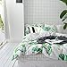 MKXI Botanical Duvet Cover for Children White Green Floral Kids Bedding Queen Bed Set Soft Breathable Bed Duvet Quilt Cover Cotton Tropical Leaves Print