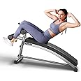 FitinOne Adjustable Decline Sit Up Bench with Reverse Crunch Handle, Curved Ab Workout Equipment for Your Home Gym, More Effective Workout Bench than Ab Machine and Roller, Roman Chairs
