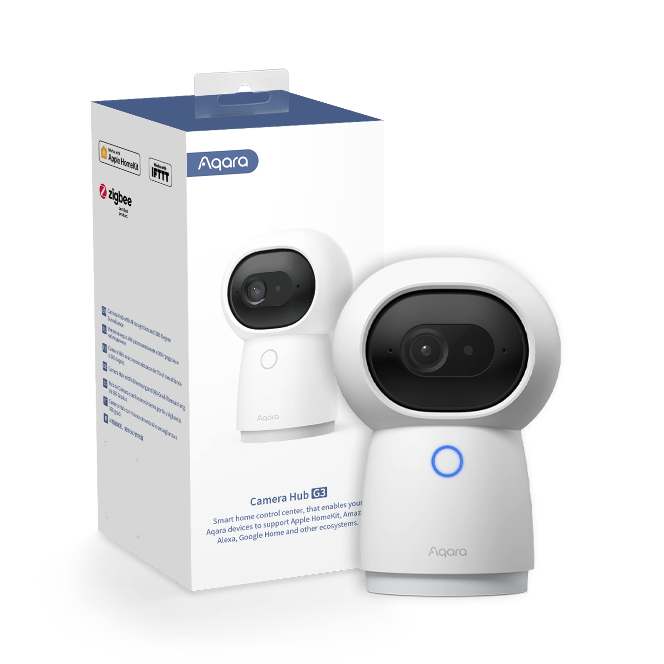 Photo 1 of Aqara 2K Security Indoor Camera Hub G3, AI Facial and Gesture Recognition, Infrared Remote Control, 360° Viewing Angle via Pan and Tilt, Works with Alexa, HomeKit Secure Video, Google Assistant, IFTTT