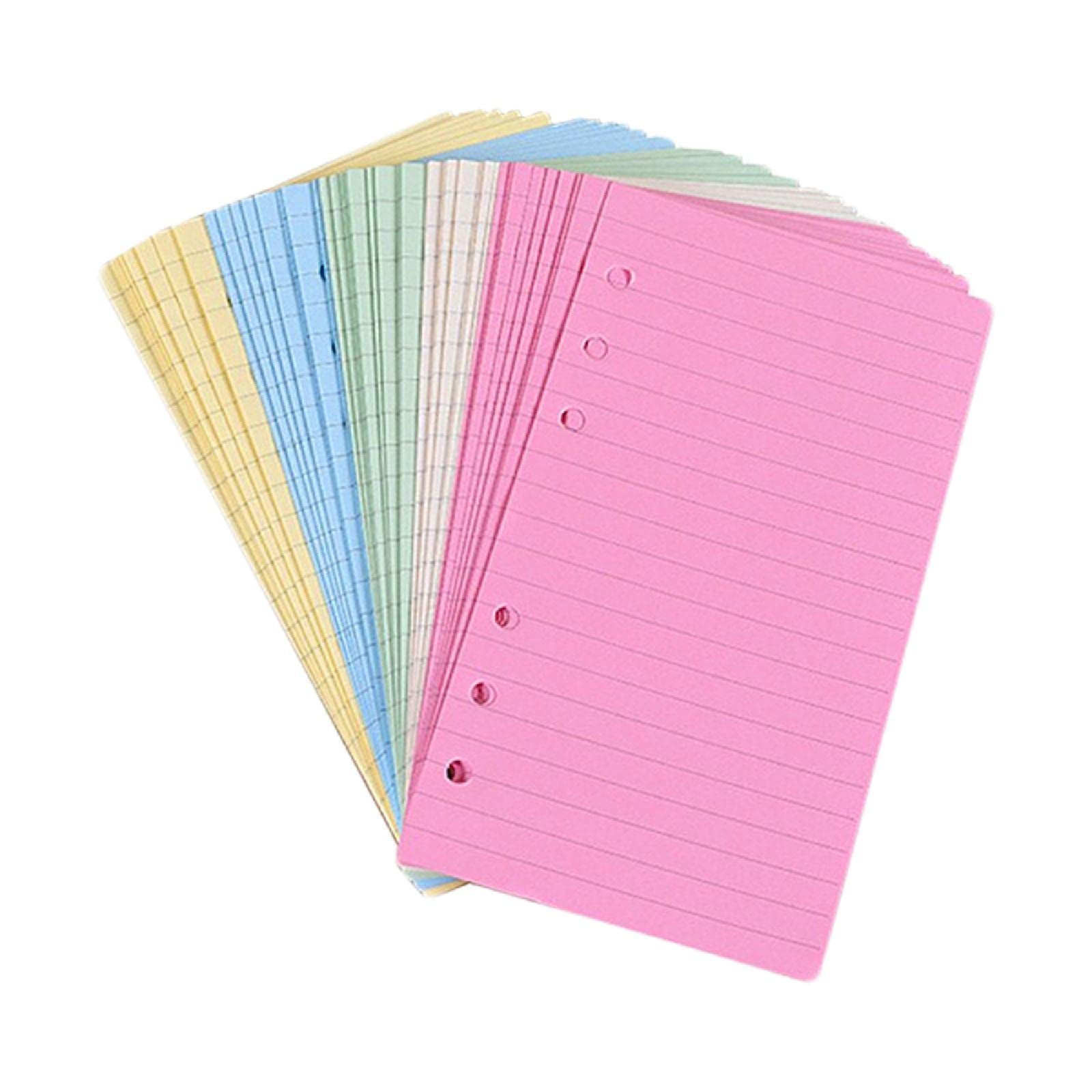 A6 Coloured Ruled Notepaper for Filofax - 6 Punched Holes Loose-Leaf Refillable Lined Paper, Diary Planner Inserts Refills for Notes Meeting Travel Record 50 Sheets/100 Pages