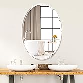 20 x 28 Inch Frameless Oval Mirror for Bathroom, Tempered Glass Over Sink Wall Mirror with Beveled Edge, Modern Decorative Vanity Mirror for Bedroom, Entryway, Easy Install