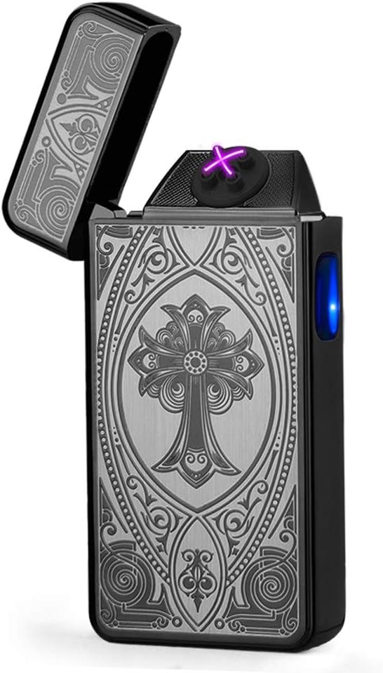 DZXUD Charging lighter double arc ultra-thin men's personality metal USB new