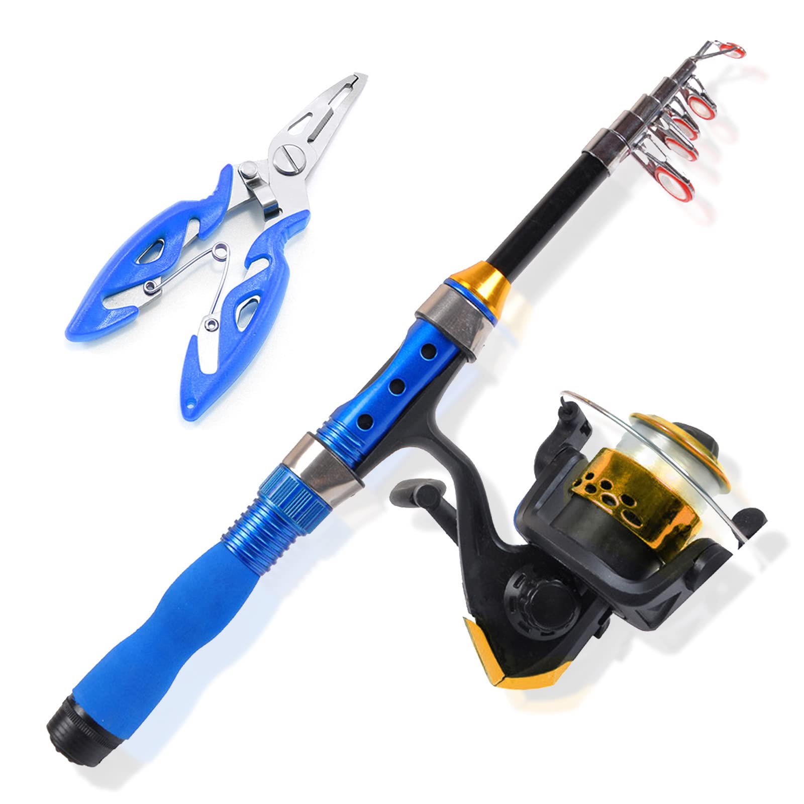 Fishing Rod and Reel Combos: Fishing Rod Reel Set, Portable Fishing Spinning Rod and Reel Combo set,1.7m Telescopic Fishing Rod and Reel Combo Set for Travel Surf Saltwater Freshwater