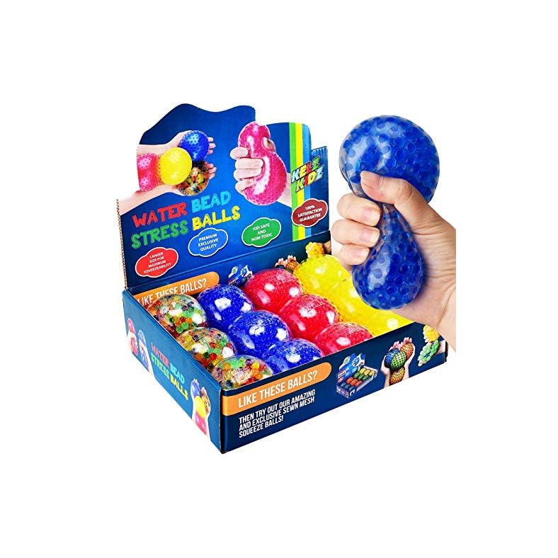 KELZ KIDZ Durable Large Squishy Water Bead Stress Balls (12 Pack) – Great Sensory Toy for Anxiety Relief for Children…