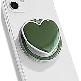 OnTheGrip Cute Solid Macaron Color Heart Shape Collapsible Mobile Phone Grip Stand Holder for Smartphone Tablet Cell Phone Accessory (Jade Green)