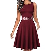 OWIN Women's Vintage Floral Lace Flared A-Line Swing Casual Party Cocktail Dresses Sleeveless
