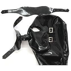 Black Latex Hood with Removable Solid Mouth Gag and