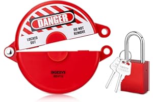 BOZZYS Gate Valve Lockout Tagout Lock with Aluminum Padlock, Red,Fit 2.5”to 5” Valve Lockout Loto Locks Cover(ABS),for for Lock Out Tag Out Kits,OSHA Compliant