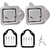 Newace Truck Tool Box Latch Replacement,304 Stainless Steel Paddle Handle Lock Kit with Keys Accessories for Truck Bed Toolboxes, Trailer, UTV, Camper(2Pack,1 Lock+1 Nonlock)