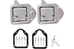 Newace Truck Tool Box Latch Replacement- 304 Stainless Truck Toolbox Lock kit 4-3/8”x 3-1/4” with Washer, Trailer, UTV, Camper 2 Pack（One Version Requires a Key,The Other Doesn’t）