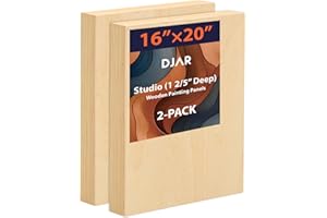 DJAR Wood Canvas Panels 16" x20'', 2 Pack – Ideal for Paint Pouring, Acrylic, Oil Painting, and Art Crafts