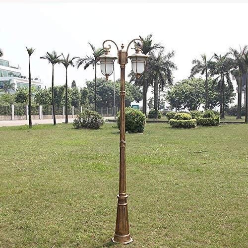 FGVBC Zweipolige hochpolige Landschaft Straßenlaterne E27 Europäische antike Messingtechnik Gartenbeleuchtung Pole Post… – Bild 5