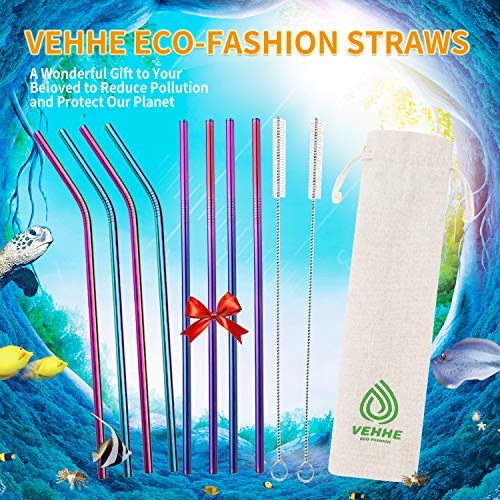 VEHHE Metal Straws Drinking Straws 10.5