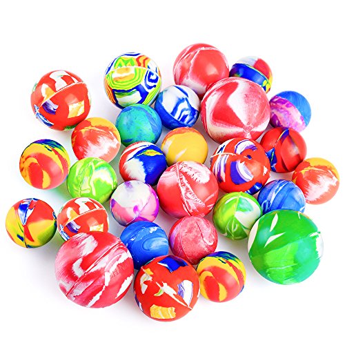image for Pllieay 28 Pieces Bouncy Balls Assorted Colors and Sizes Rubber Balls 