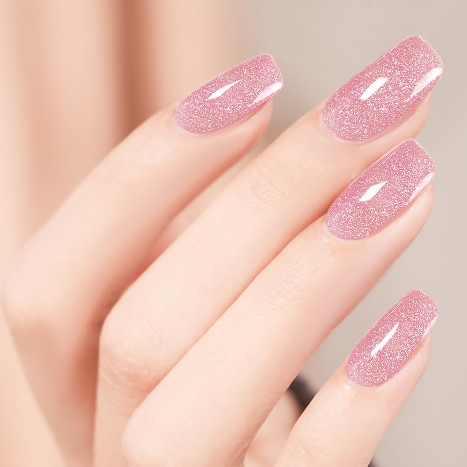 22Pcs Pink Glitter Semi Cured Gel Nail Strips - UV Gel Nail Stickers for Salon-Quality Finish, Durable and Easy to Apply for Girls Women Home Manicure