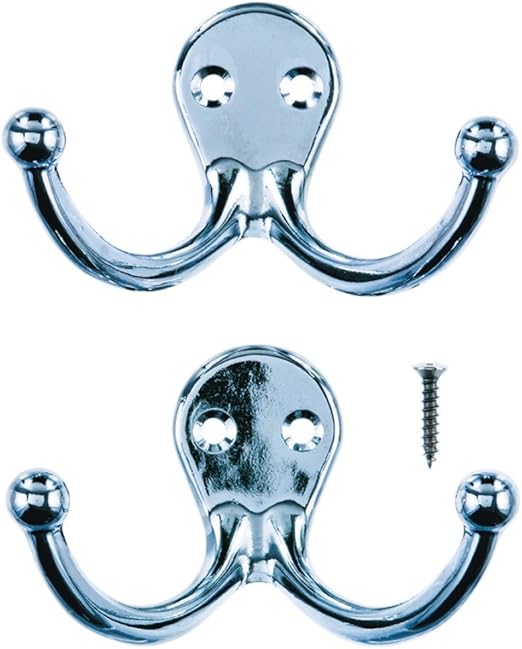 Ace Double Garment Hook 13/4 in. L Silver 2 pk Furniture