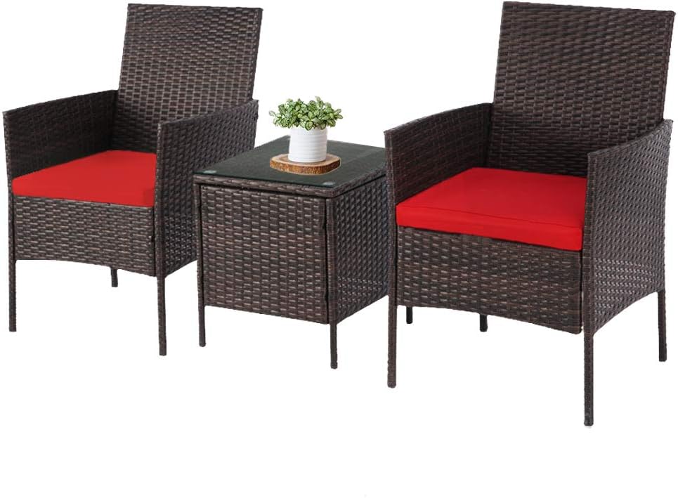 Lahaina Patio Furniture Set 3 Piece Outdoor Wicker Bistro Set Rattan Chair Conversation Sets With Coffee Table Blue Garden Outdoor Cjp Org In
