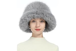 BSYLOO Fuzzy Faux Fur Diva Bucket Hat for Women - Luxurious Winter Hat for Fashionable Ladies