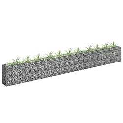 vidaXL Gabion Raised Garden Bed, Galvanized Steel