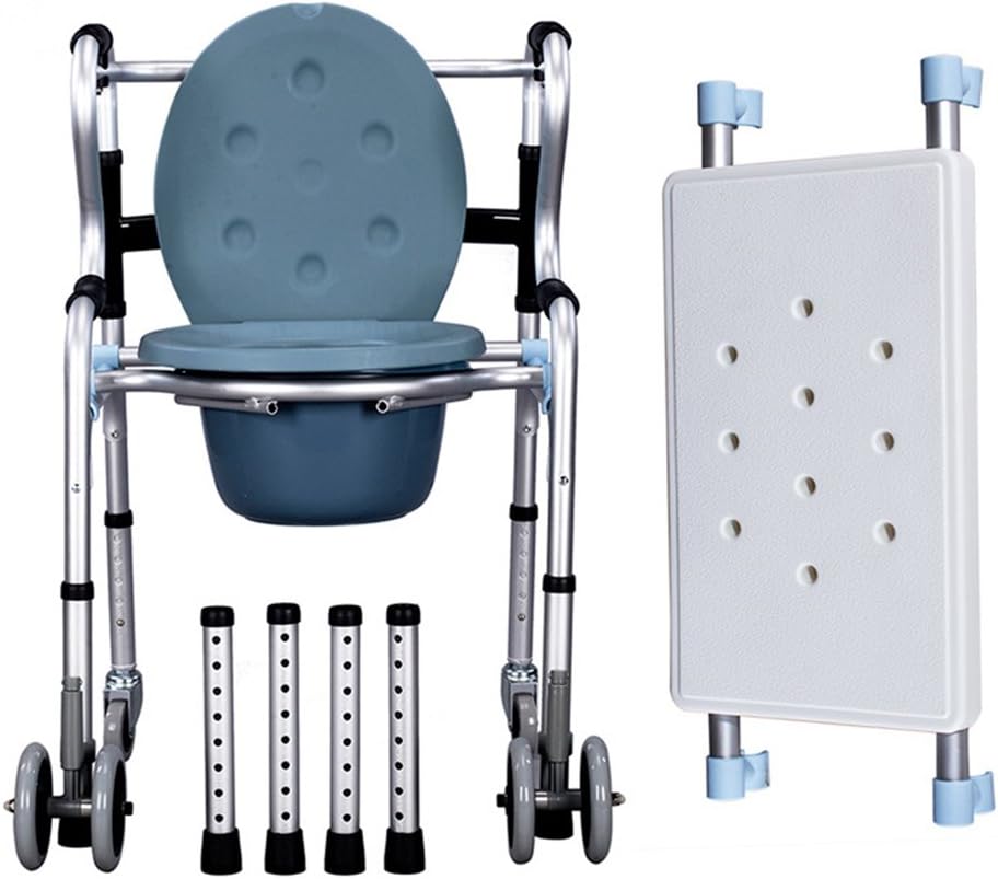 HJHY® walking aids, Sitting and walking aids Commode Toilet chair Walker Belt wheel With seat Walking the handrail Bath chair