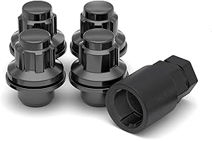 White Knight M12x1.50 Wheel Locks for Select Toyota, Lexus, Kia and Genesis. (Black Chrome) Med Mag with Washers, 45700BKAM -