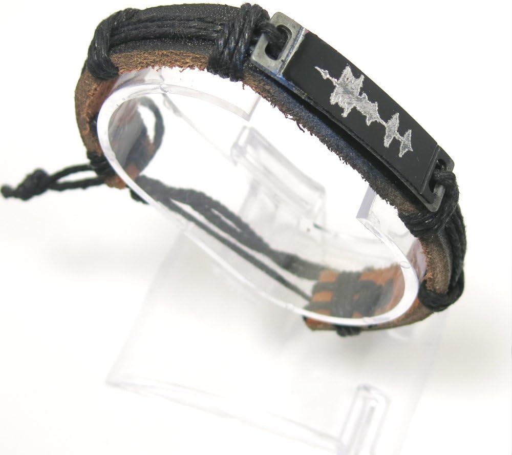 Name Kingdom Personalized Leather Bracelet with Any Sound Waves Free Engraving