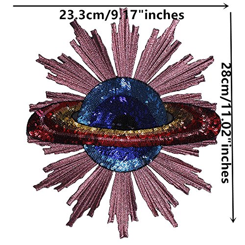 TH715 Globe Design Iron on Applique Patches for Jacket Garment Beaded Sequins Embroidery Sticker Sewing Apparel Accessories 1PC