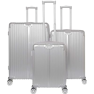 Gabbiano The Macan 3 Piece Expandable Hardside Spinner Luggage Set Silver