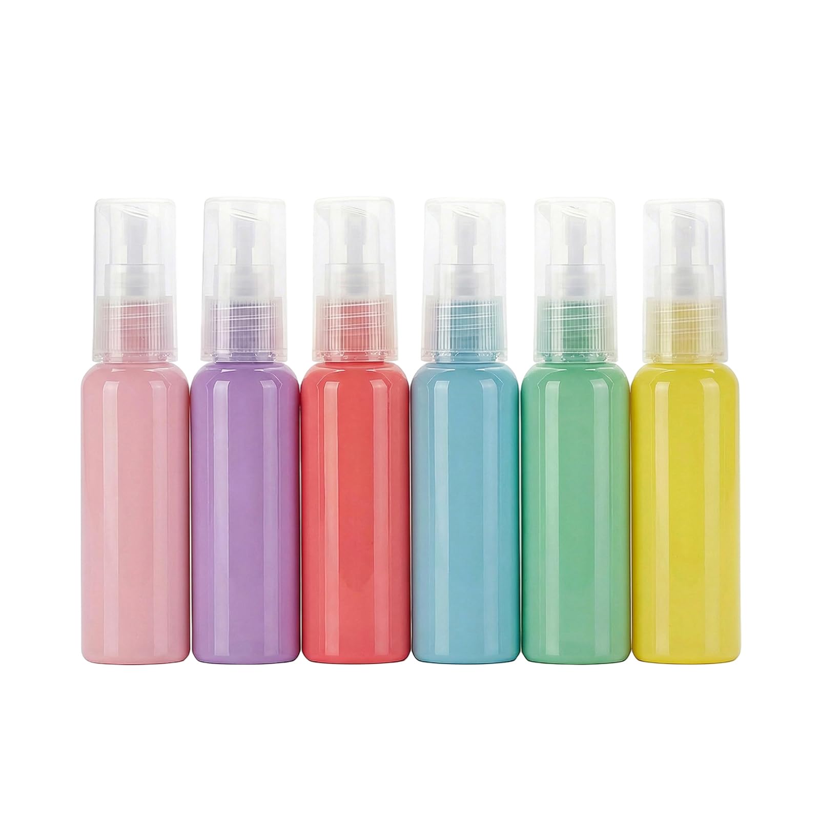 6Pcs 30ml Macaron Color Empty Plastic Lotion Pump Bottle Portable Travel Cosmetic Storage Container Vials for Shower Gel Serums Makeup Emollient Emulsion Lotion Shampoo Toiletries (Color Random)
