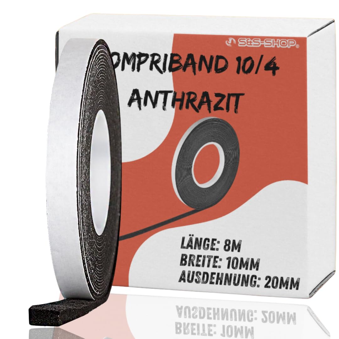 Acrylic Compressing Tape 300 – Colour: anthracite/grey Choice of Sizes/Swelling Tape Sealing Tape/Tape Joint Sealing/Window Sealant Sealing Tape