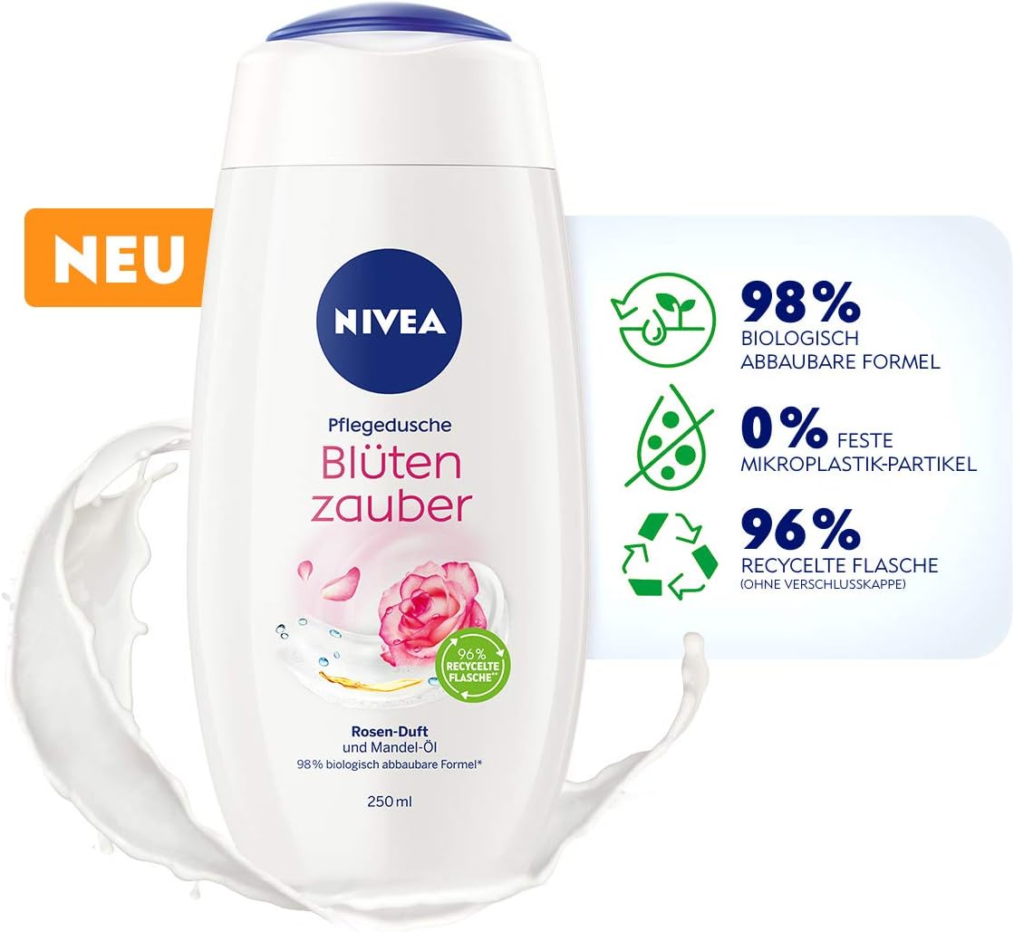 NIVEA Blütenzauber shower (250 ml), delicately scented shower gel with velvety soft foam, rich cream shower with valuable almond oil - Image 4