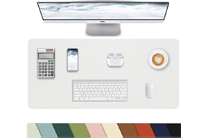 CEBOWA Small Desk Mat,Pu Leather Desk Pad Protector,Desk Mouse pad,Office Desk mat,Laptop Mat for Desk, Non-Slip Desk Blotter,Waterproof Desk Writing Pad for Office/Home(23.6"x13.8",Ivory White)