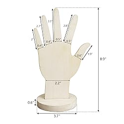 MOOCA 6 Pcs Real Wooden Hand Form Jewelry Display