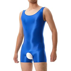 Men Shiny Oil Glossy Bodysuits One Piece Mankini Sexy Lingerie Sleeveless | Jumpsuits Gay Smooth Underwear