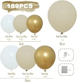 Netnology White Gold Balloons Arch Kit 185pcs Nude White Gold Decor view 2