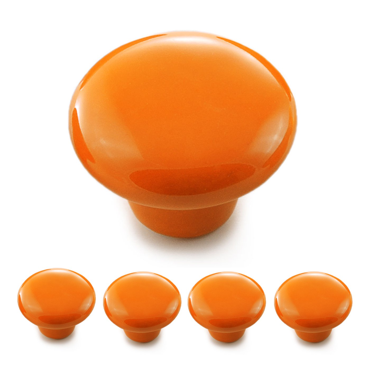 Ganzoo set of porcelain/ceramic furniture knobs, for furniture drawer, cupboard, cabinet door, vintage, shabby, chic, antique, orange