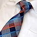 MENDENG Men's Neckties Orange Blue Tie Plaid Stripe Mens Ties Silk Ties for Men Wedding Party Groomsmen Classic Formal