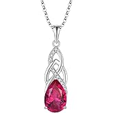 JO WISDOM Celtic Knot Infinity Necklace 925 Sterling Silver 8 * 12mm Birthstone Gemstone Pendant with 18 Inch Chain Necklace Jewelry for Women