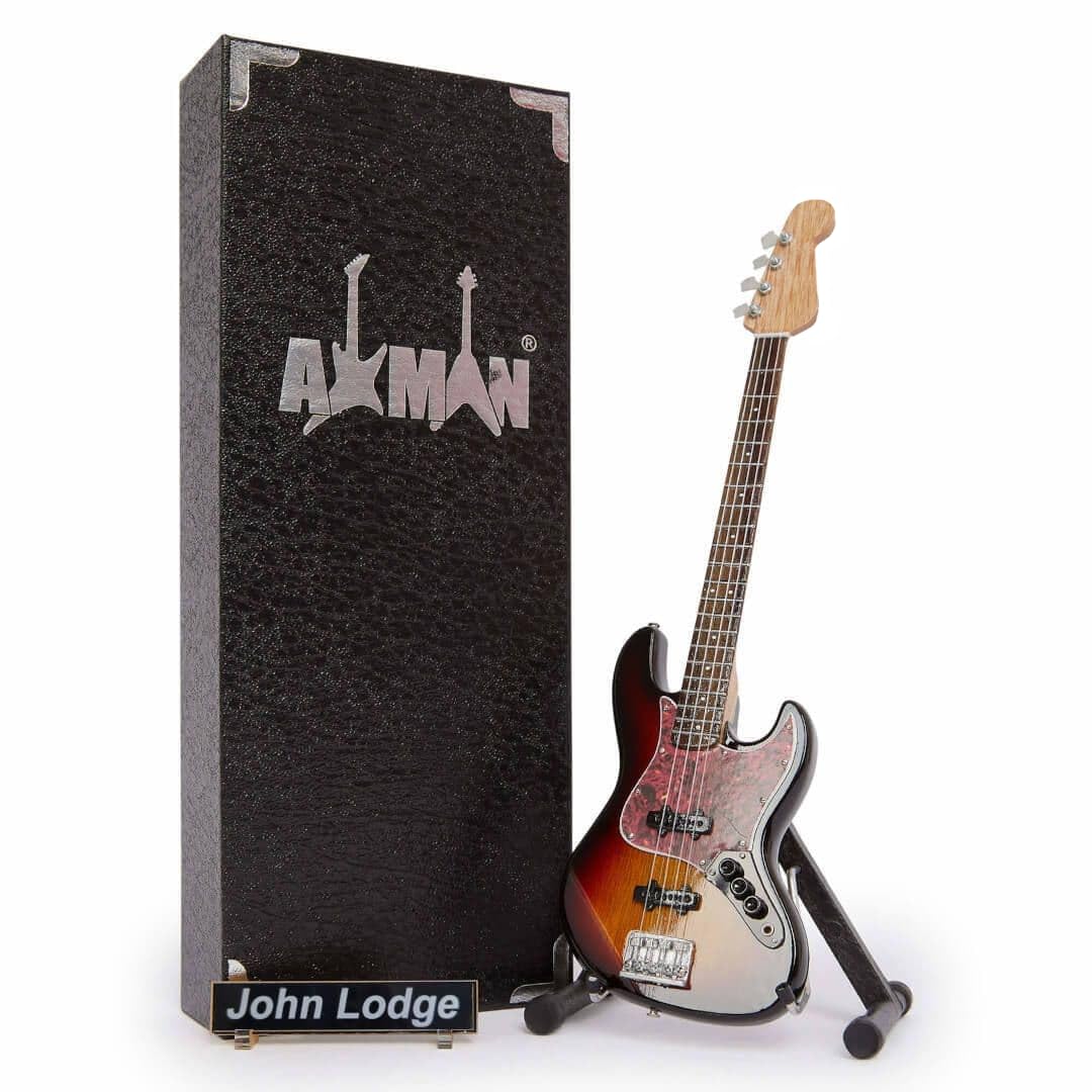 John Lodge (Moody Blues) - Miniature Guitar Replica - Music Gifts - Handmade Ornamental 1/4 Scale - Includes a Display Box, Name Tag and Miniature Guitar Stand