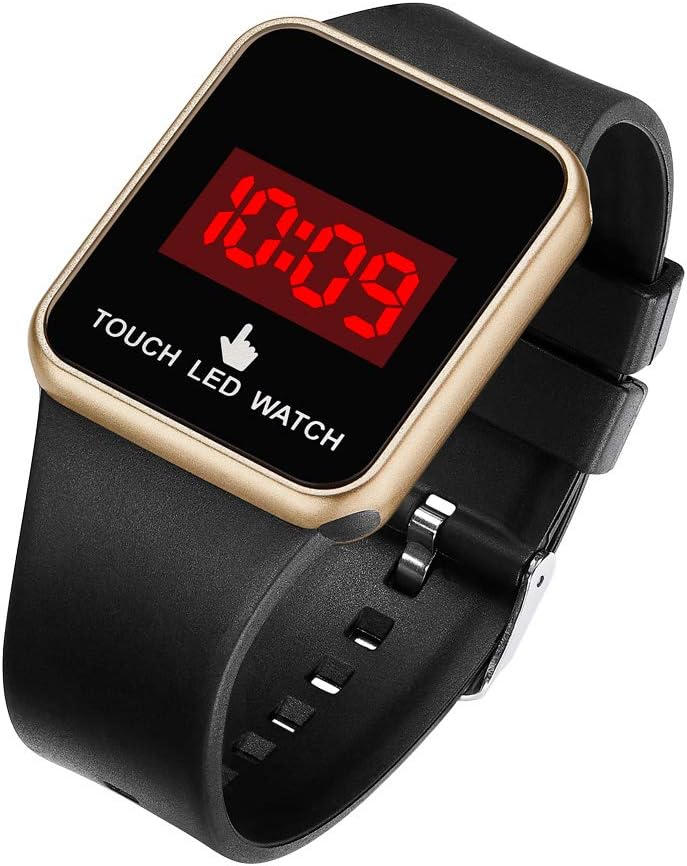 Boys Girls Touch LED Digital Watch Outdoor Sport Waterproof Watches with Square Silicon Strap