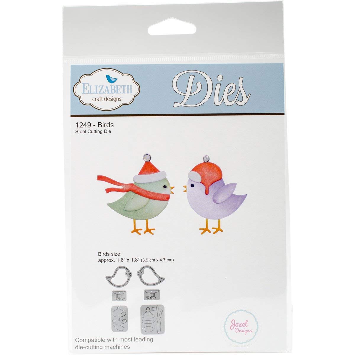 Elizabeth Craft Designs Birds Die, Metal, Grey, 21.3 x 13.7 x 0.2 cm