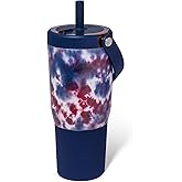 BrüMate Resa 25oz 100% Leakproof Travel Tumbler w/Handle & Straw | Flexible SoftSip Straw | Silicone Sleeve for Durability | Stainless Steel | Cup Holder & Travel Friendly Water Bottle (Star Burst)