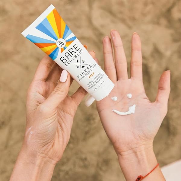 BARE REPUBLIC MINERAL SUNSCREEN SPF 70 SUNBLOCK FACE LOTION, ENRICHED WITH ANTIOXIDANT-RICH HYDRATORS, 2 FL OZ