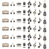 DICOSMETIC 48Pcs 8 Styles Enamel Music Charms Musical Instrument Charms Alloy Musical Note Charm Piano Guitar Headset Microphone Radio Pendants for Bracelet Necklace Jewelry Making