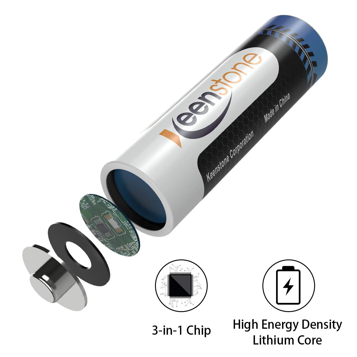 Keenstone AA 4PCS Pilas Li-ion Recargables Batería 1.5V 1000 Ciclos con Cargador de 2 Ranuras, para Blink Cámara, Linterna, Juguetes, Control Remoto