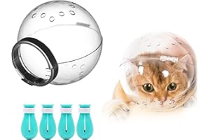 Augegel Cat Muzzle for Grooming,Bubble Muzzle and Boots for Nail Trimming,Cat Grooming Mask with Anti Bite,Cat Astronaut Helmet,Cat Breathable Muzzle and Silicone Paw Covers