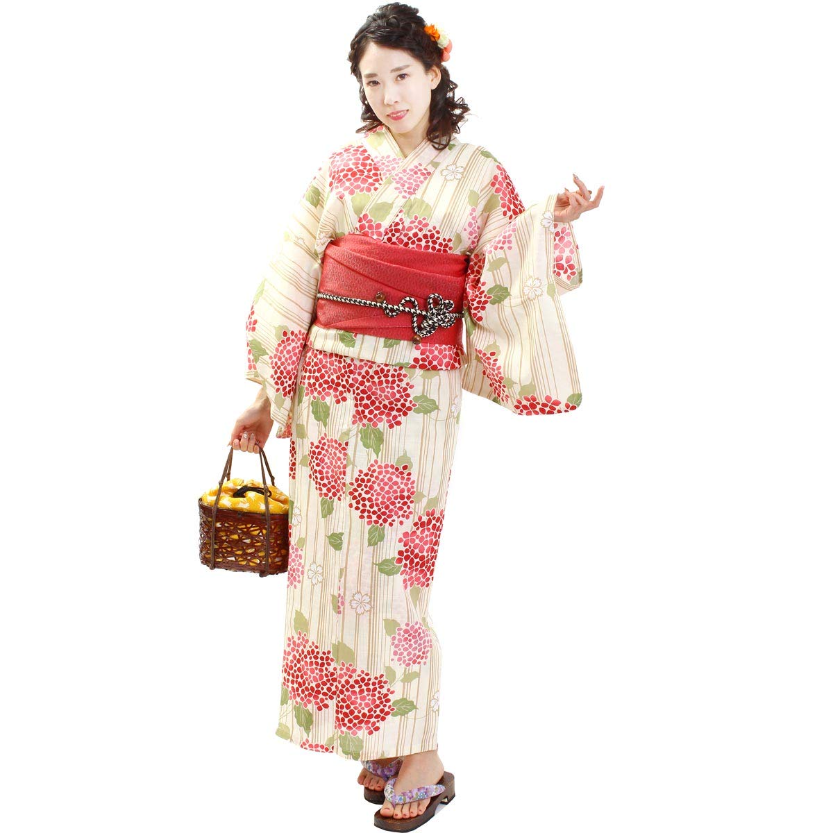 Fuuka Japanese Kimono Women Kyoto Style Luxurious Yukata OBI Set of 2 Free Size 17Patterns x07