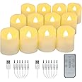 Daord USB Rechargeable Flameless LED Tea Lights Warm White Votive Candles with Remote Battery Flickering Tealights Candle for Halloween Christmas Romantic Home Decoration (12 Packs,Warm White)
