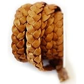 Cords Craft, 10mm 3 Ply Flat Braided Genuine Leather String Cord, Rope for Jewelry Making, Necklaces, Bracelets, Wraps, Crafts and Hobby Projects, Tan Vintage Color, Hand Braided, Roll of 2 Meters